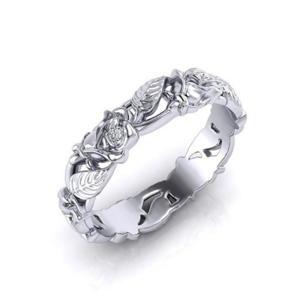 4/$12 NWOT Women's Size 6.5-7 Silver Floral Ring - Picture 3 of 9